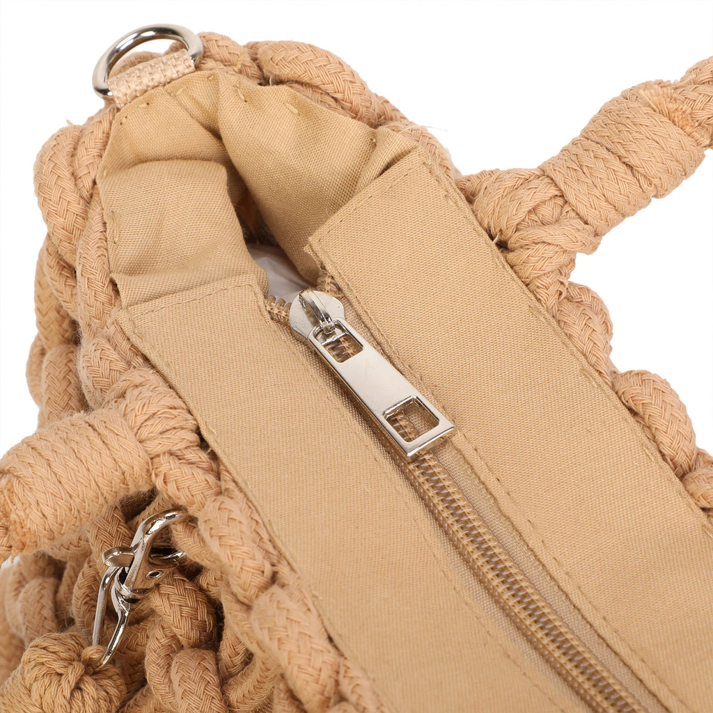 Boho Macramé Tote Bag with Tassel Charm