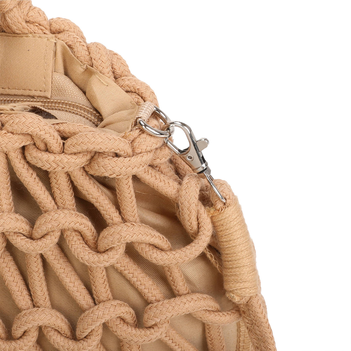 Boho Macramé Tote Bag with Tassel Charm