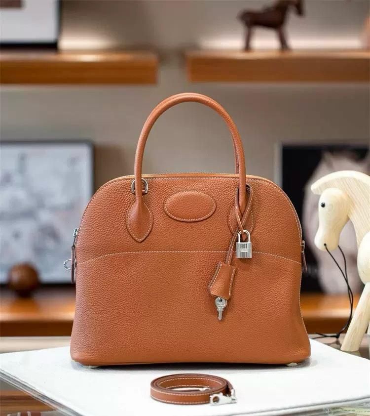 Luxury Leather Handbag · Cognac Structured Satchel, Gift for Her
