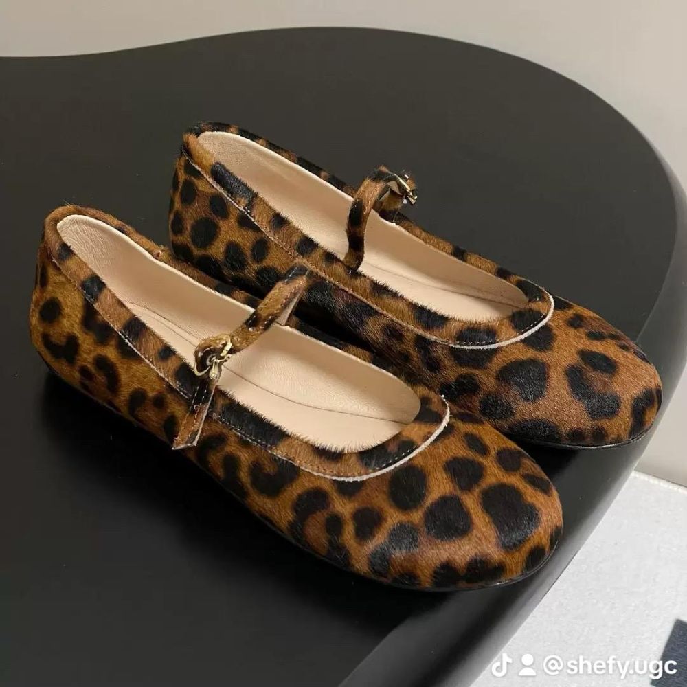 Leather Square-Toe Ballet Flats