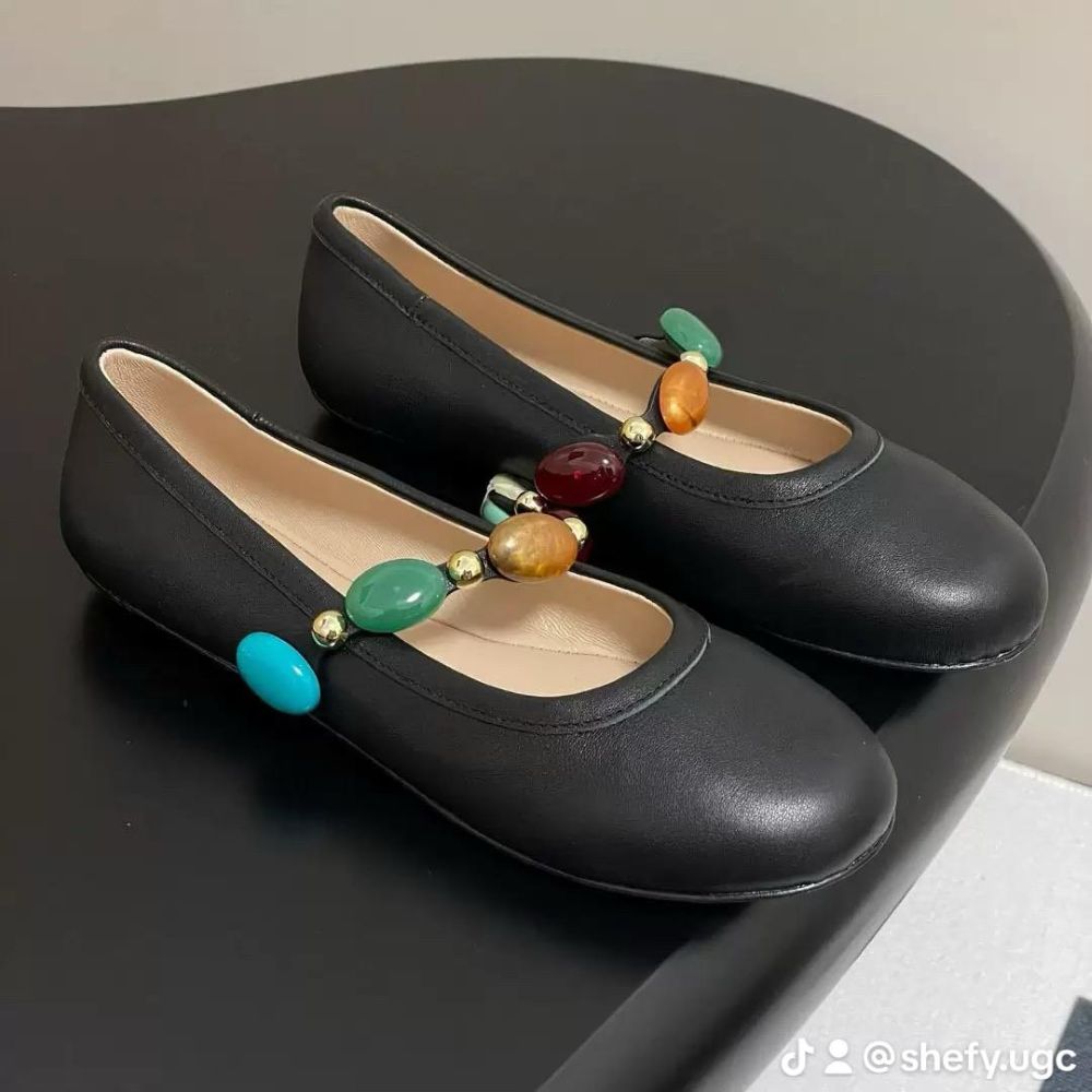 Leather Square-Toe Ballet Flats
