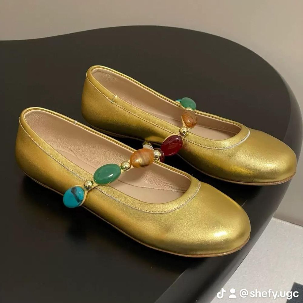 Leather Square-Toe Ballet Flats
