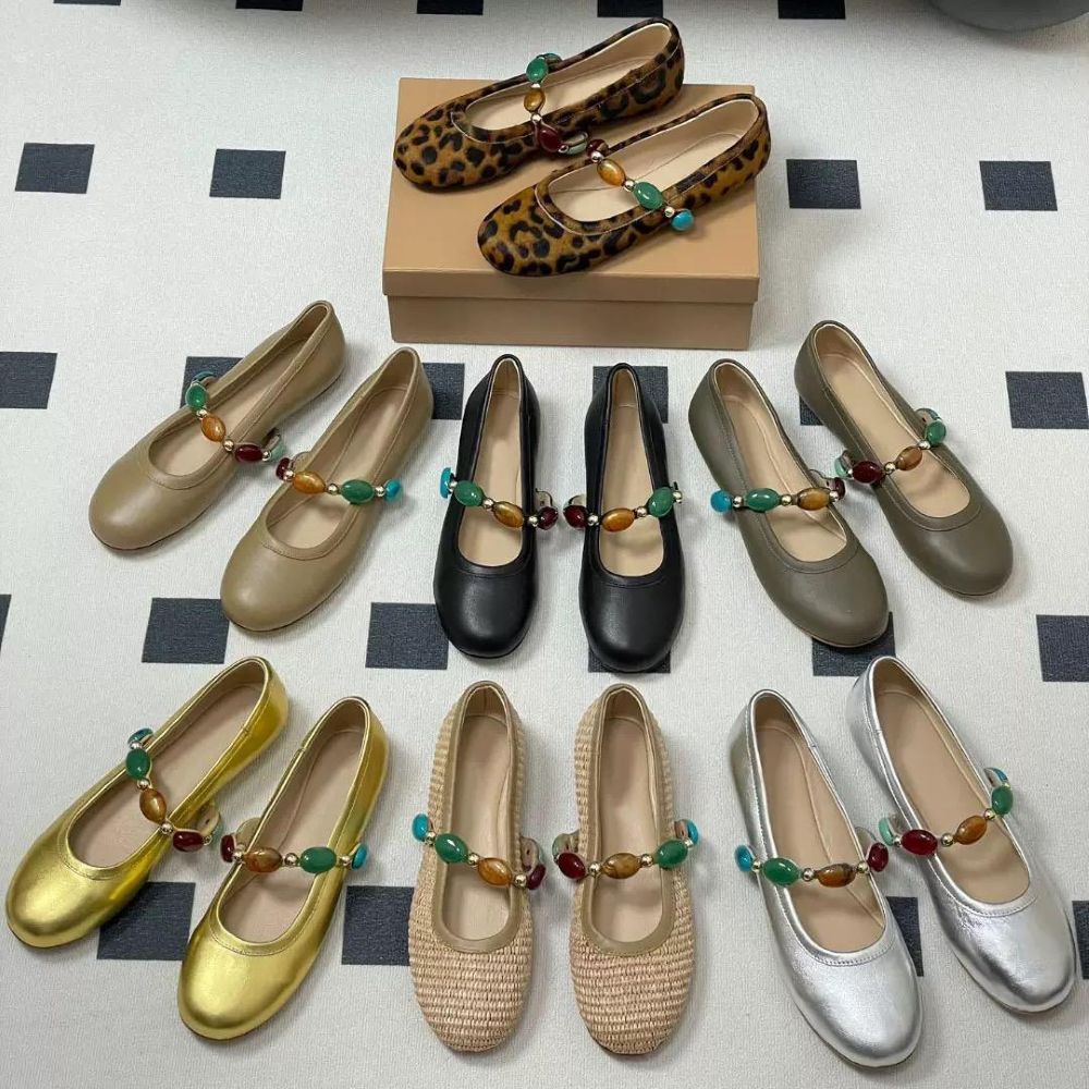 Leather Square-Toe Ballet Flats