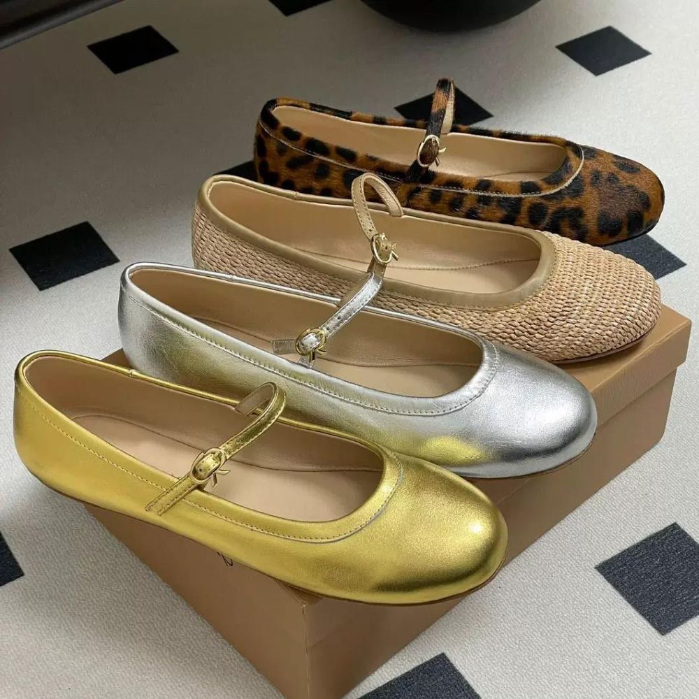 Leather Square-Toe Ballet Flats
