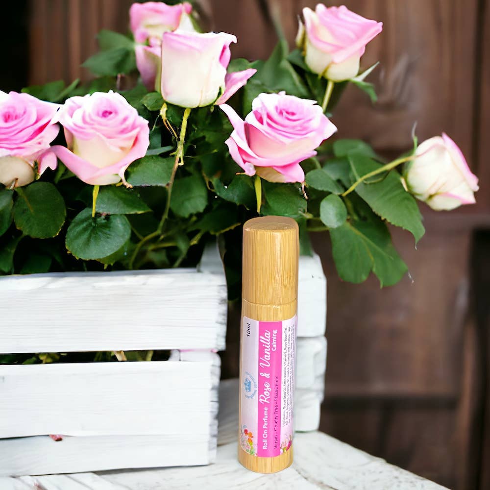 Rose & Vanilla Roll-On Perfume Oil · Calming Vegan Fragrance (10ml)