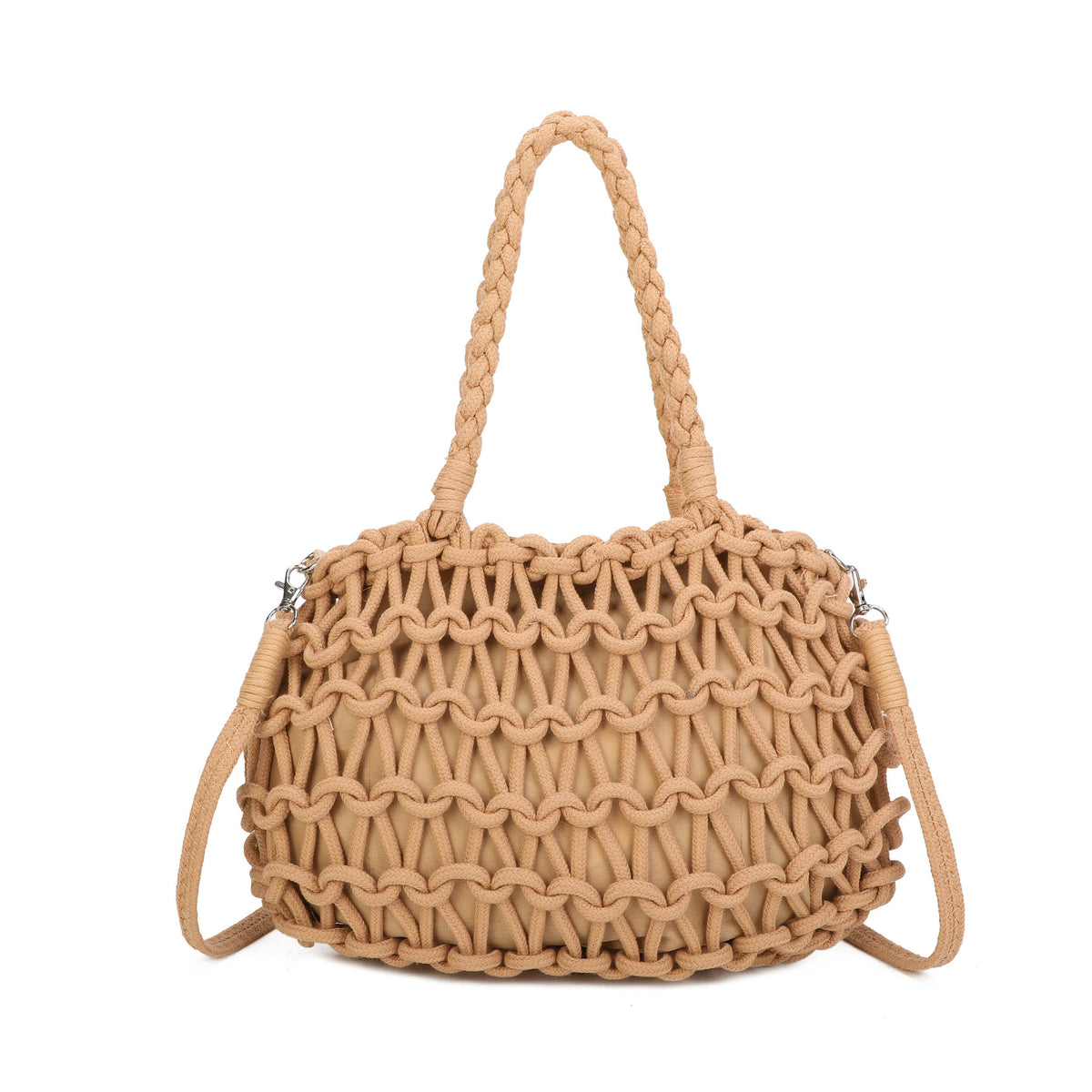 Boho Macramé Tote Bag with Tassel Charm