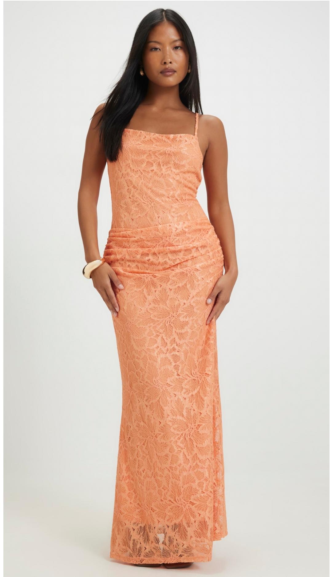 Lace Drape Maxi Dress
